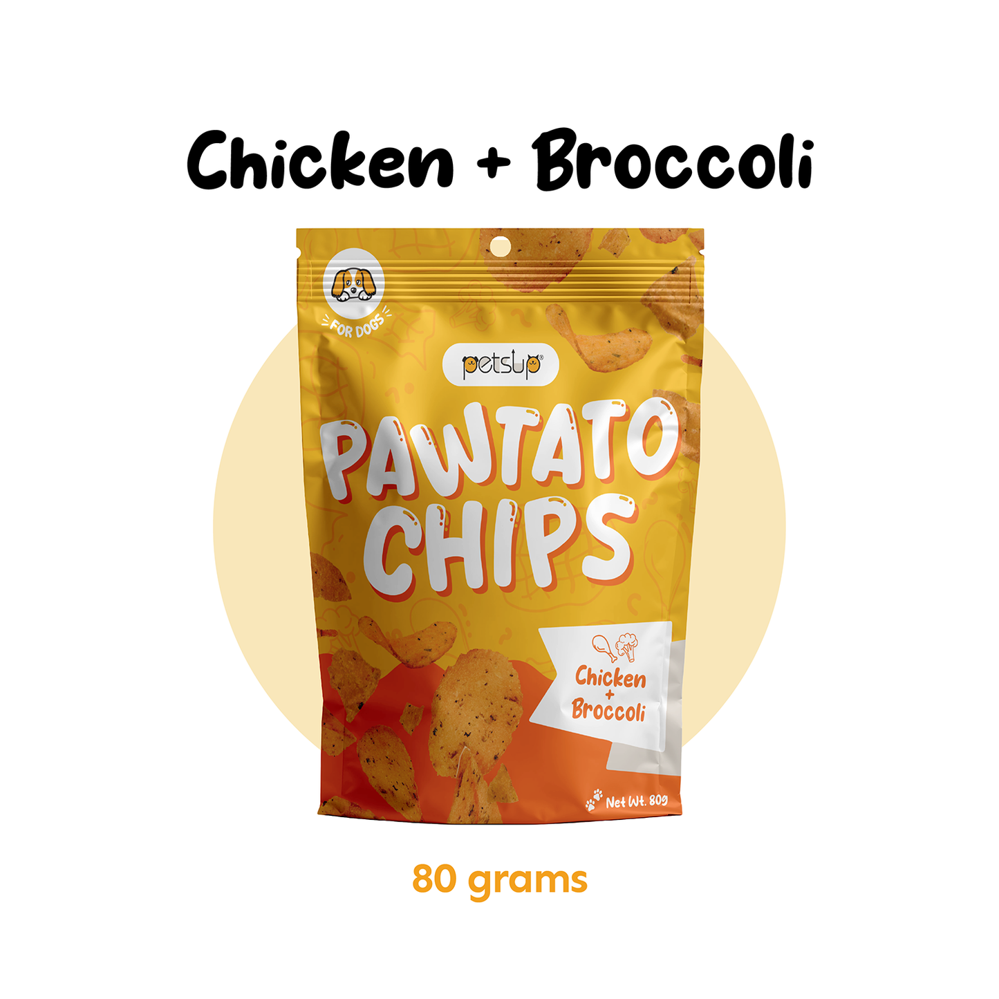 Petsup Pawtato Chips 80g (2 Flavors) - Chicken Broccoli Carrot - Crispy Crunchy Dog Treats