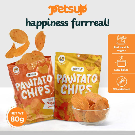Petsup Pawtato Chips 80g (2 Flavors) - Chicken Broccoli Carrot - Crispy Crunchy Dog Treats