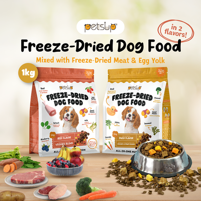 Petsup Freeze Dried Dog Dry Food 1kg for Adult and Puppy All Stage - Beef Duck Liver Egg Yolk