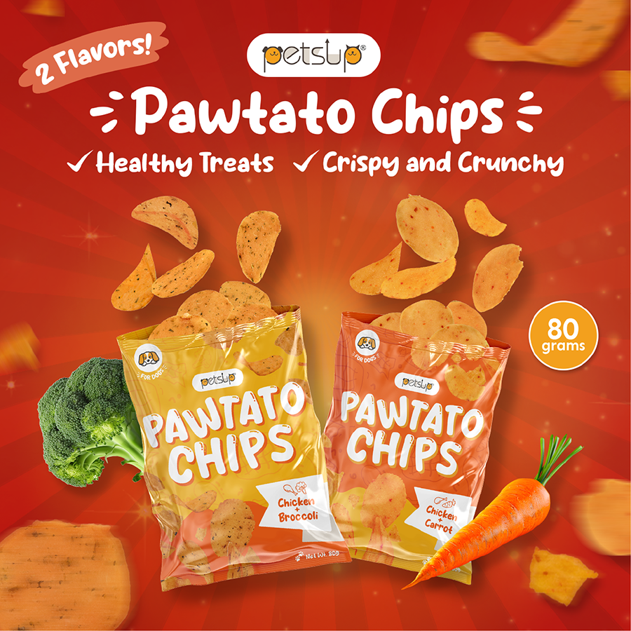 Petsup Pawtato Chips 80g (2 Flavors) - Chicken Broccoli Carrot - Crispy Crunchy Dog Treats