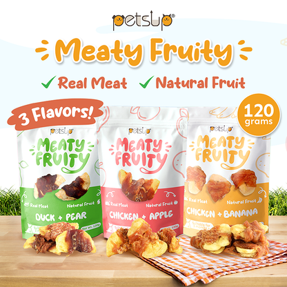 Petsup Meaty Fruity 120g - Chicken Duck Apple Banana Pear - Real Meat & Natural Fruit Dog Treats