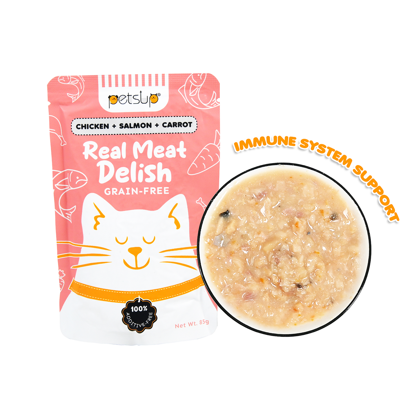 Petsup Real Meat Delish Cat Wet Food Chicken Salmon Carrot Immune System Support