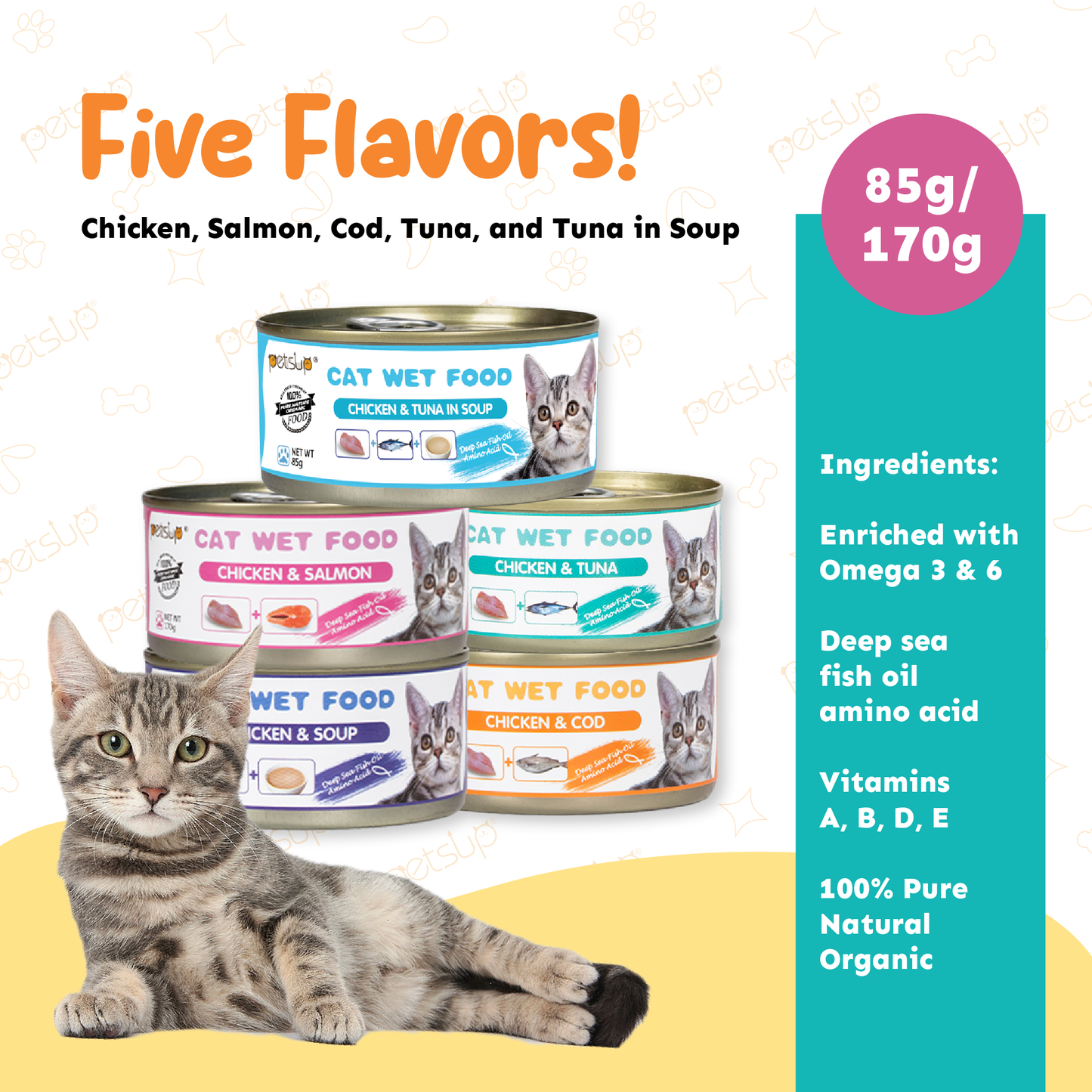 Petsup Chicken & Cod Flavor Cat Wet Food 85g | 170g