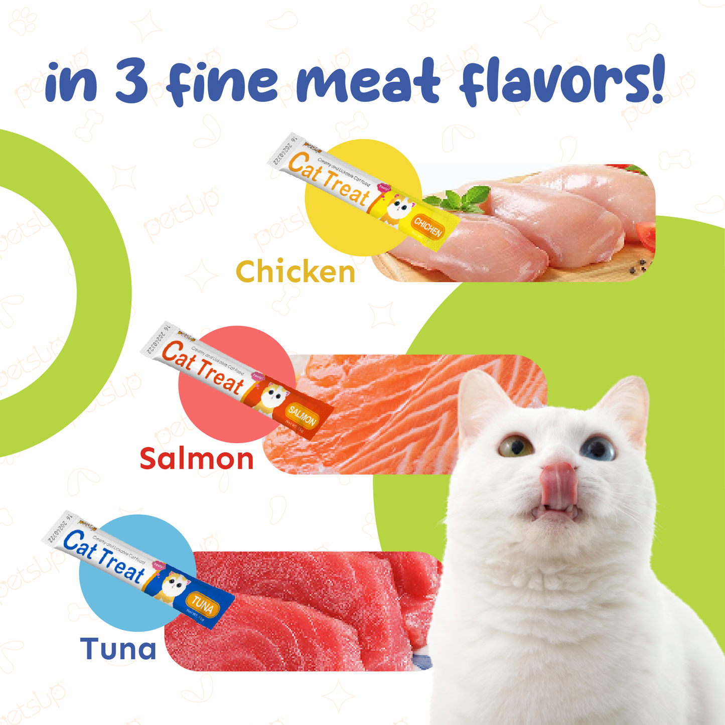 Petsup Salmon Flavor Cat Creamy Strip 15pcs x 15g Cat Treats