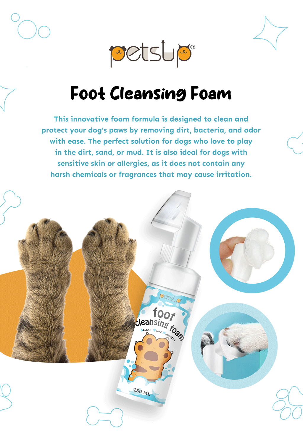 Petsup Pet Foot Cleansing Foam 150ML