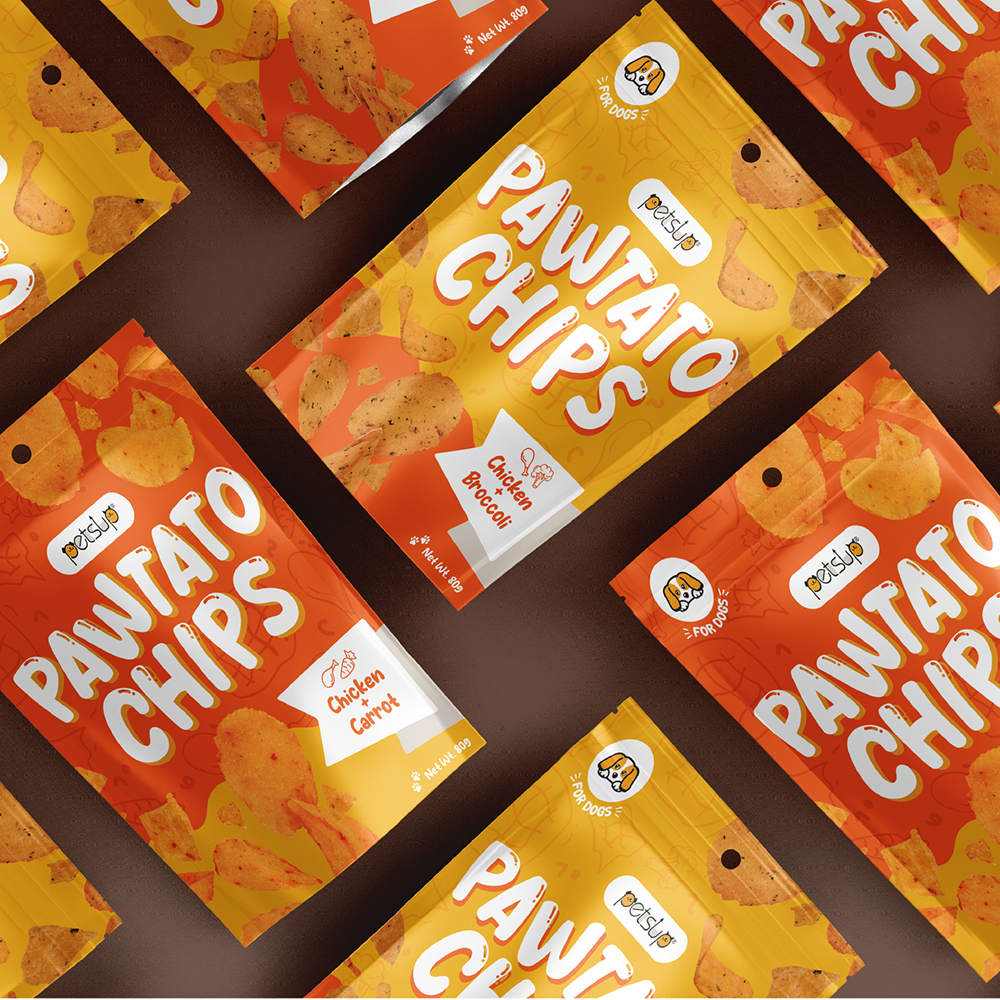 Petsup Pawtato Chips 80g (2 Flavors) - Chicken Broccoli Carrot - Crispy Crunchy Dog Treats