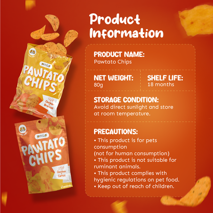 Petsup Pawtato Chips 80g (2 Flavors) - Chicken Broccoli Carrot - Crispy Crunchy Dog Treats