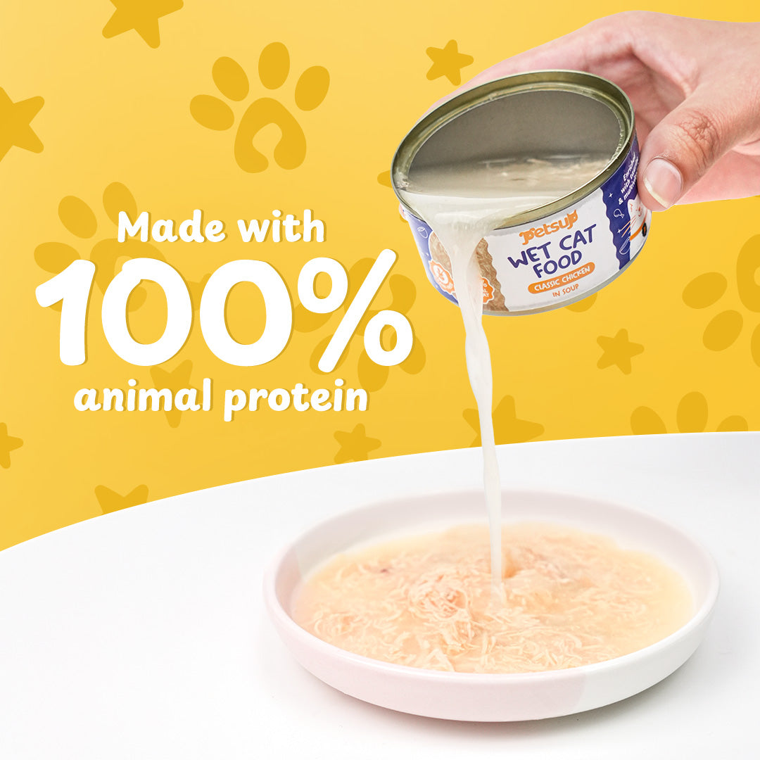 Petsup Cat Canned Wet Food Quality Wet Food - 5 Flavors Tuna Chicken in Soup Salmon Cod Tuna in Soup 85g DHA Protein Minerals Vitamins For Cats And Kittens