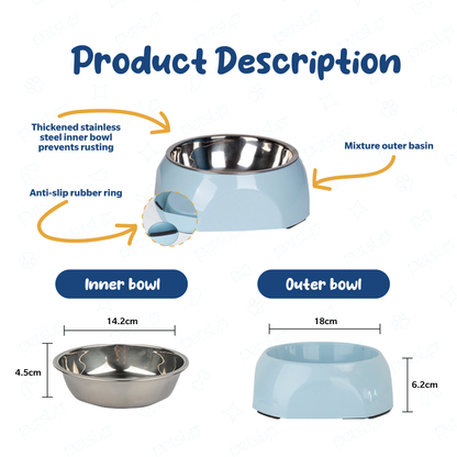 Petsup Stainless Steel Bowl with Non-Slip Plastic Holder (Blue)