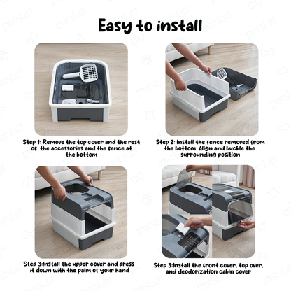 Petsup Minimalist Cat Litter Box With Top Door and Drawer