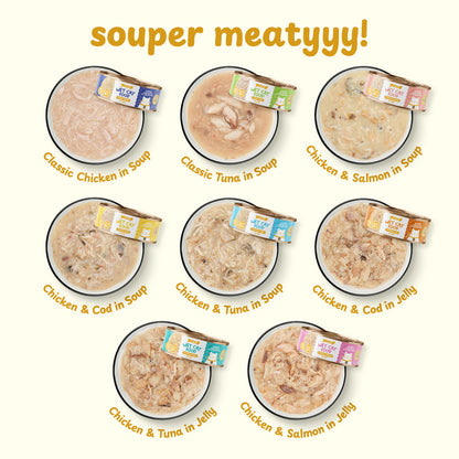 Petsup Cat Canned Wet Food Quality Wet Food - 5 Flavors Tuna Chicken in Soup Salmon Cod Tuna in Soup 85g DHA Protein Minerals Vitamins For Cats And Kittens