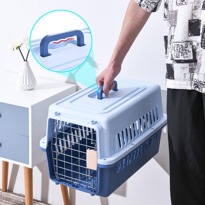 Petsup Cat Pet Travel Cage Outdoor Carrier Animal Air Flight Case Car Transport Crate with Spring Lock