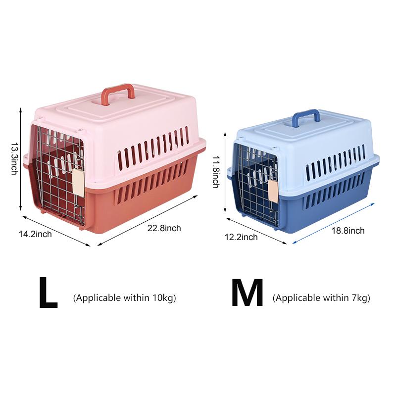 Petsup Cat Pet Travel Cage Outdoor Carrier Animal Air Flight Case Car Transport Crate with Spring Lock