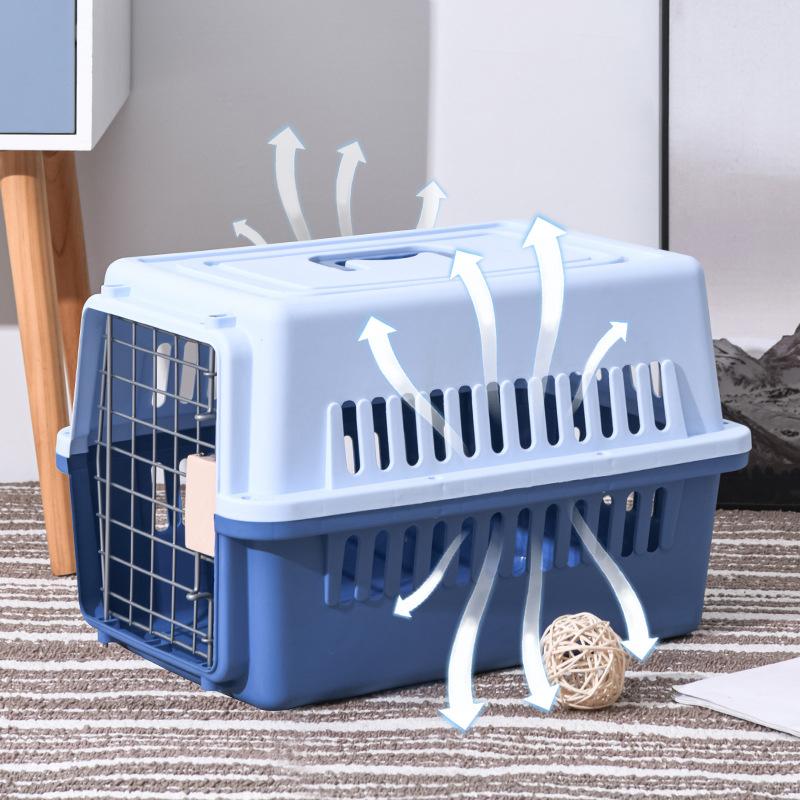 Petsup Cat Pet Travel Cage Outdoor Carrier Animal Air Flight Case Car Transport Crate with Spring Lock