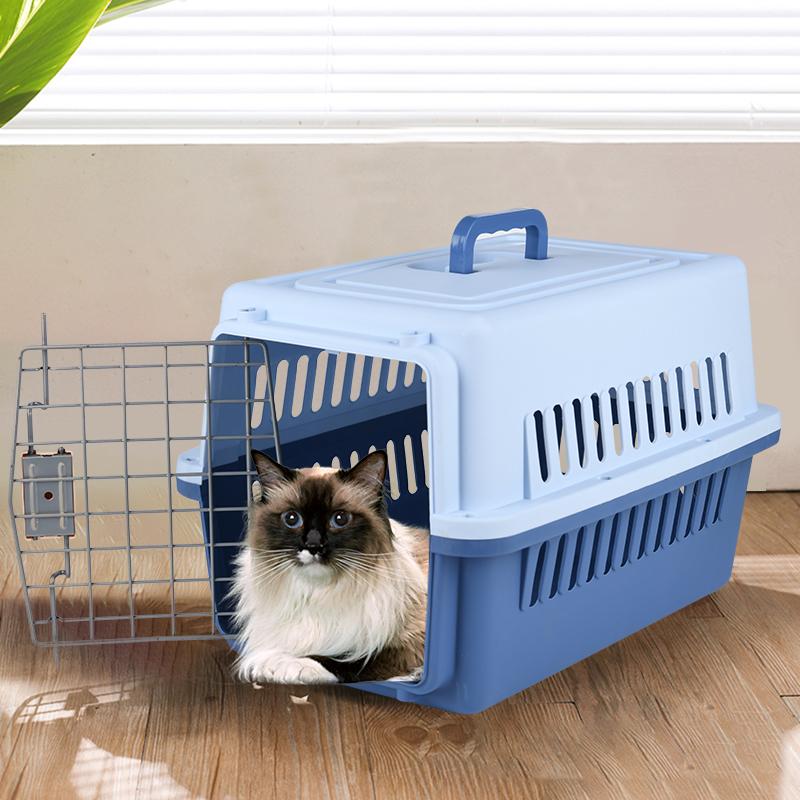 Petsup Cat Pet Travel Cage Outdoor Carrier Animal Air Flight Case Car Transport Crate with Spring Lock