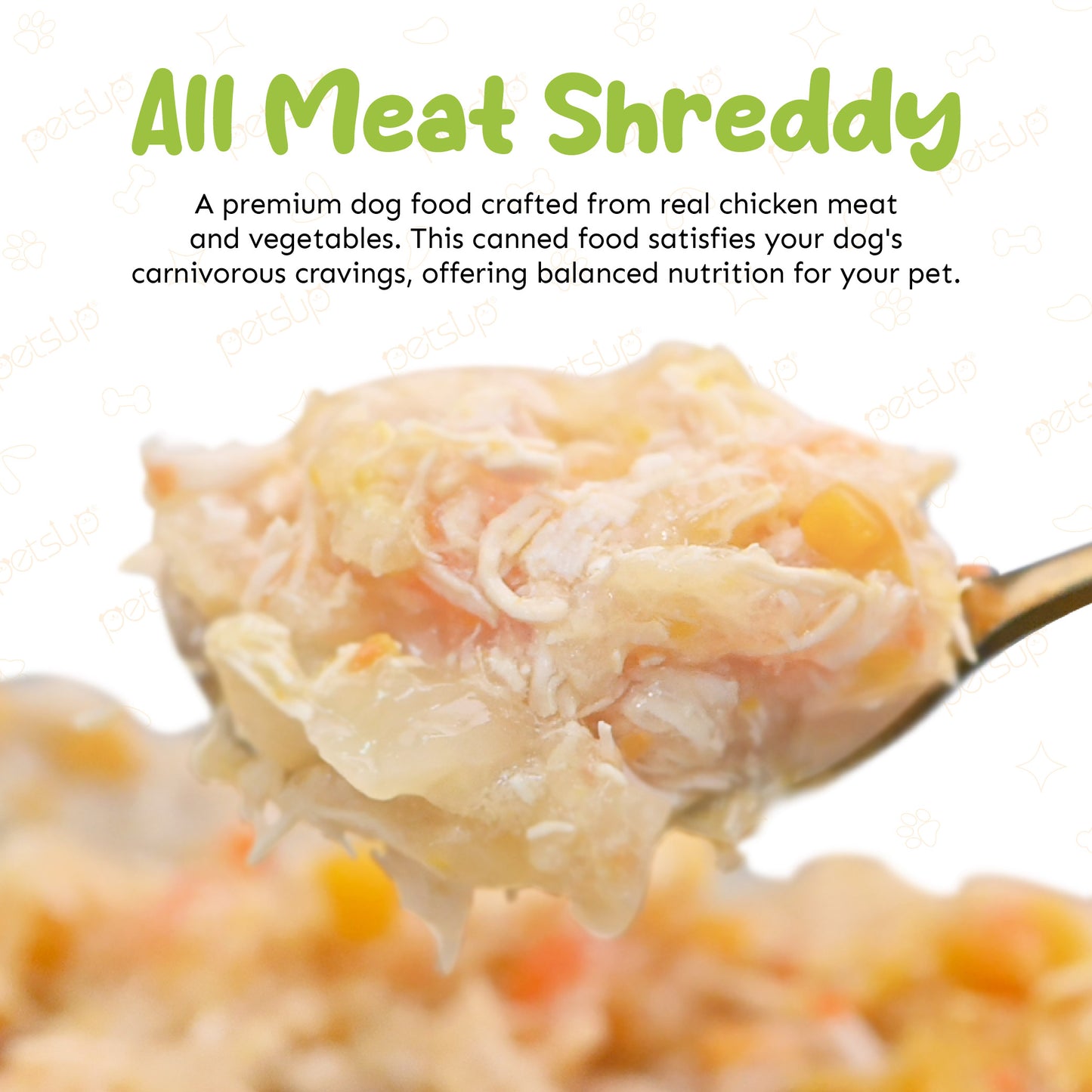 Petsup All Meat Shreddy 170g Dog Wet Food with Meat and Veggies