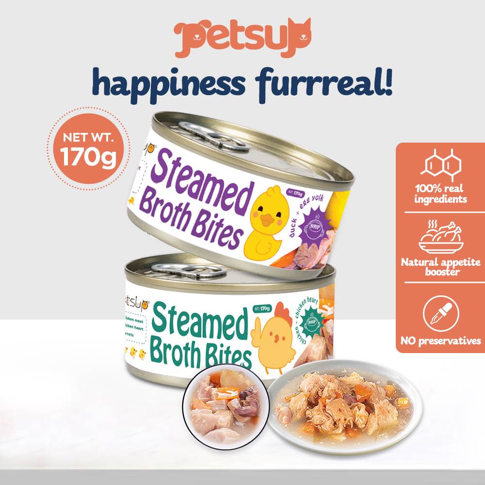 Petsup Dog Steamed Broth Bites 170g Real Meat Soup Chicken Heart and Duck Eggyolk For Dogs