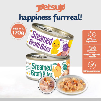 Petsup Dog Steamed Broth Bites 170g Real Meat Soup Chicken Heart and Duck Eggyolk For Dogs
