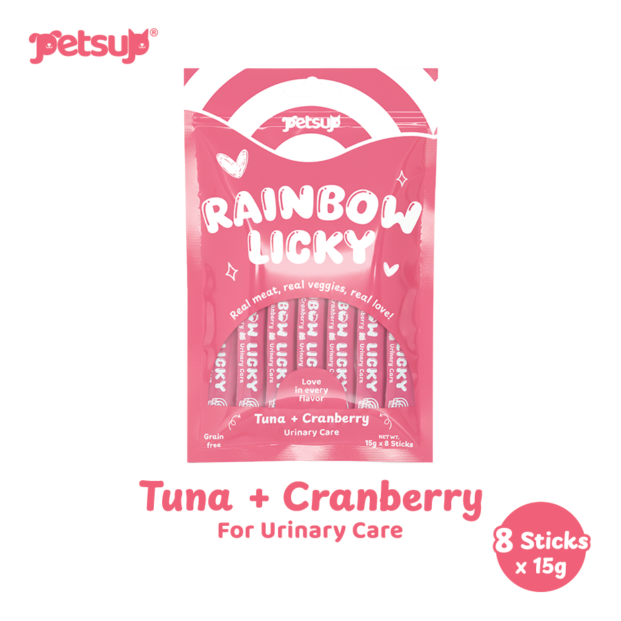 Petsup Rainbow Licky Cat Wet Food Treats - Real Chicken Salmon Tuna Duck Meat & Veggies | Hairball Control, Urinary Care | Rich in Taurine, Fish Oil, Prebiotics Vitamins Immunity Health Easy Digestion Soft Creamy Snack for Cats & Kittens 15g/8 Strips