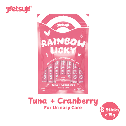 Petsup Rainbow Licky Cat Wet Food Treats - Real Chicken Salmon Tuna Duck Meat & Veggies | Hairball Control, Urinary Care | Rich in Taurine, Fish Oil, Prebiotics Vitamins Immunity Health Easy Digestion Soft Creamy Snack for Cats & Kittens 15g/8 Strips