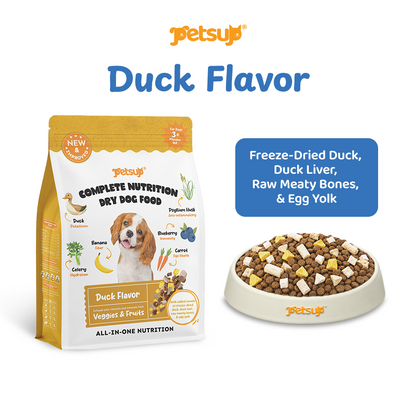 Petsup Complete Nutrition Dry Dog Food 1kg with Freeze Dried Treats Beef Duck Lamb Flavor High Protein Complete & Balanced Nutrition