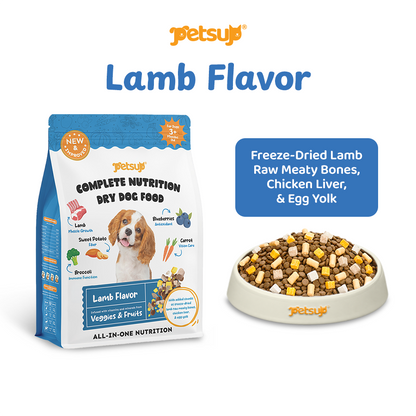 Petsup Complete Nutrition Dry Dog Food 1kg with Freeze Dried Treats Beef Duck Lamb Flavor High Protein Complete & Balanced Nutrition