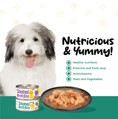 Petsup Steamed Broth Bites Wet Food 170g (with Real Chicken Meat & Chicken Heart)