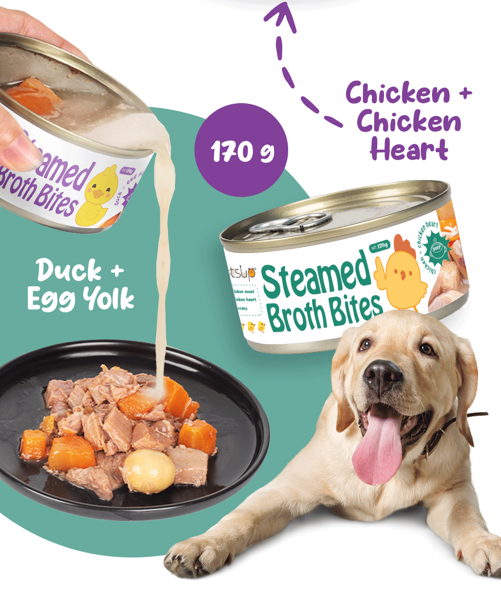 Petsup Steamed Broth Bites Wet Food 170g (with Real Chicken Meat & Chicken Heart)