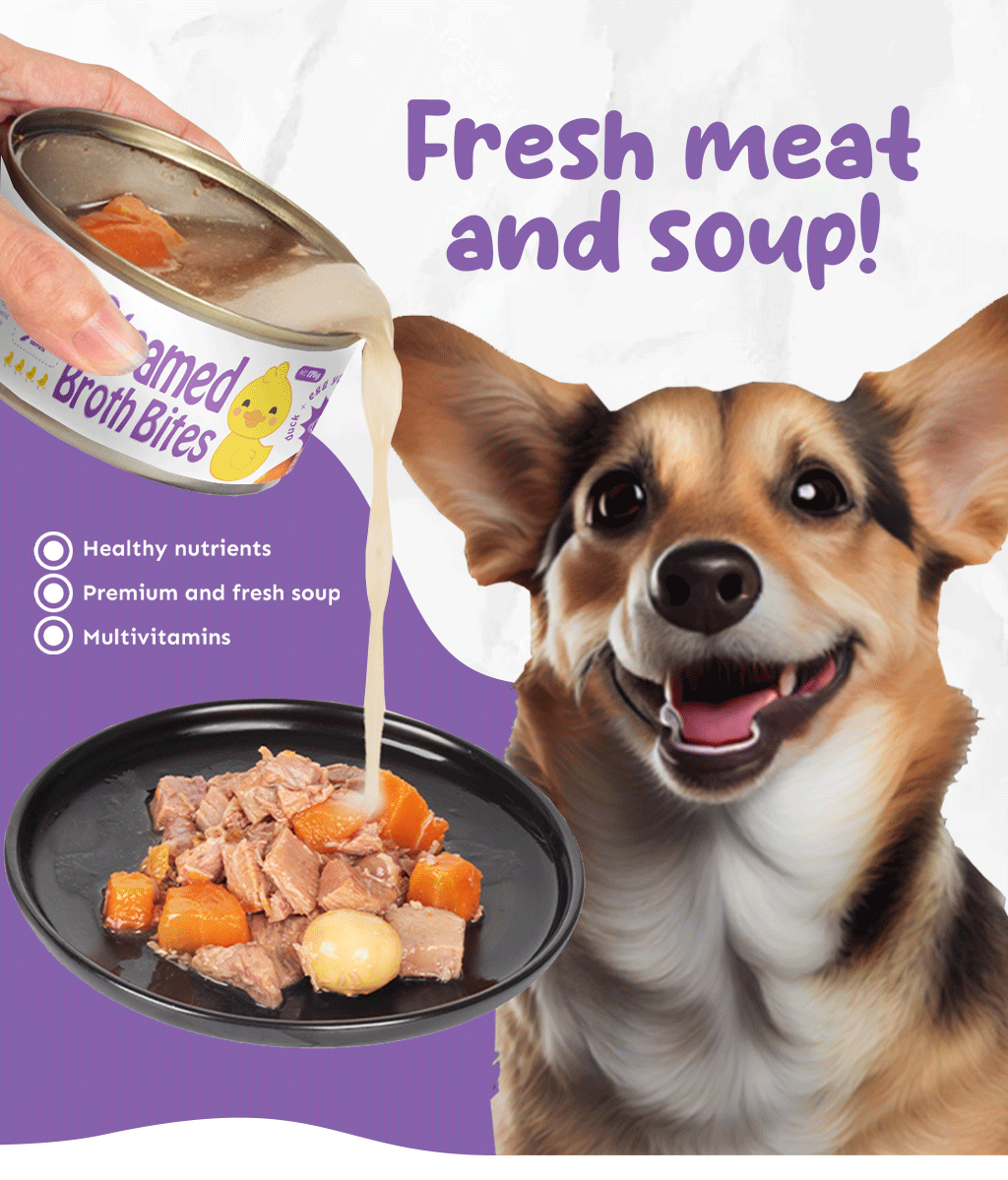 Petsup Dog Steamed Broth Bites 170g Real Meat Soup Chicken Heart and Duck Eggyolk For Dogs